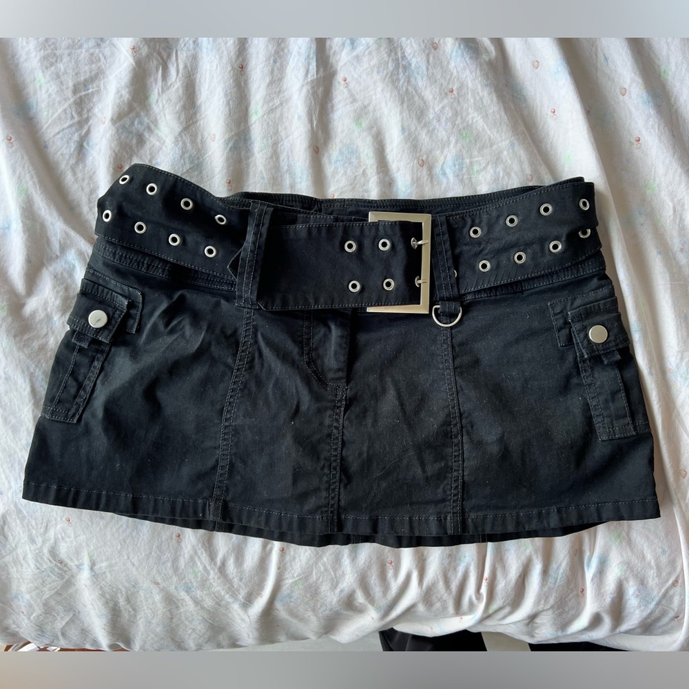 I Am Gia black mini skirt with belt
